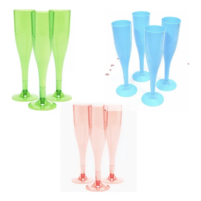 10 Copas Champaña Plástico Desechables Neon Color Hora Loca