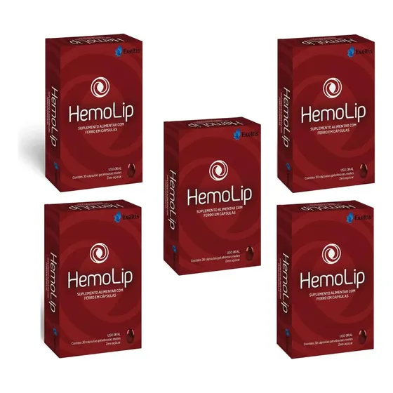 Kit Hemolip Com 5 Caixas De 30 Cápsulas Gelatinosas Moles Cd