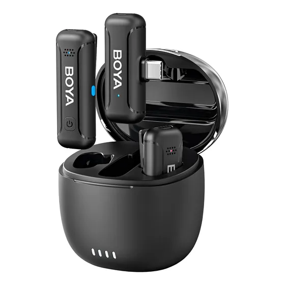 Sistema Microfone De Lapela Boya By-wm3t-u2 Usb C Preto