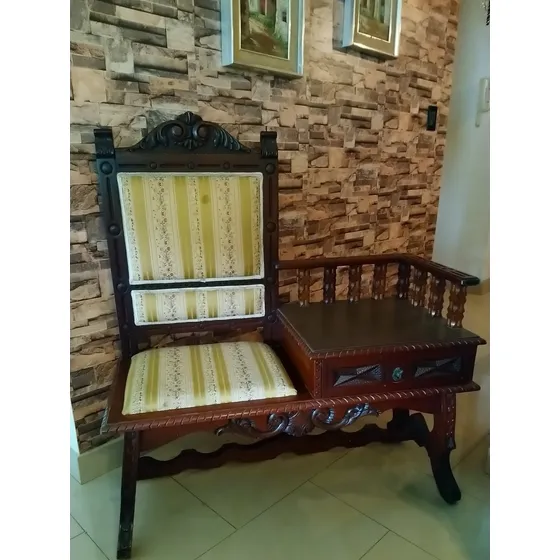 Antigua Mueble Telefonera En Madera Caoba Tallada 120$