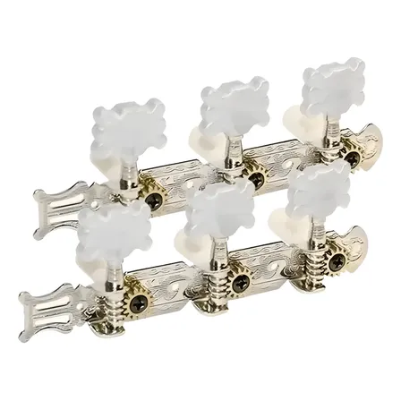 Tarraxas Para Violão Nylon 3+3 Cromadas, Pino Grosso E Borboletas Brancas Cromada