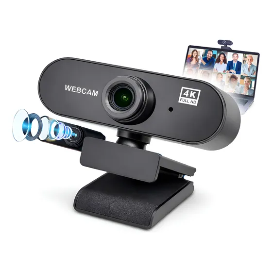 Webcam 4k Full Hd Camera Microfone Integrado Computador C/nf Preto