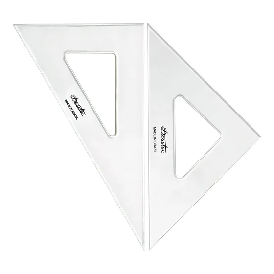 Jogo Esquadro Acrílico Trident Sem Gravação 28cm Desemho
