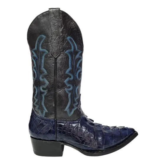 Botas Vaqueras Cola De Cocodrilo Original Azul Marino