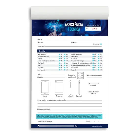 Bloco Ordem De Serviço Assistência De Celular - Modelo 3