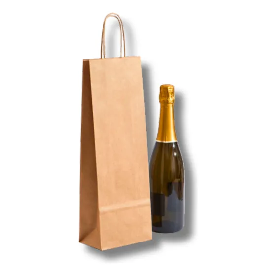 Sacola De Papel Kraft Para Vinho Garrafas Bebidas - 50 Un Lisa