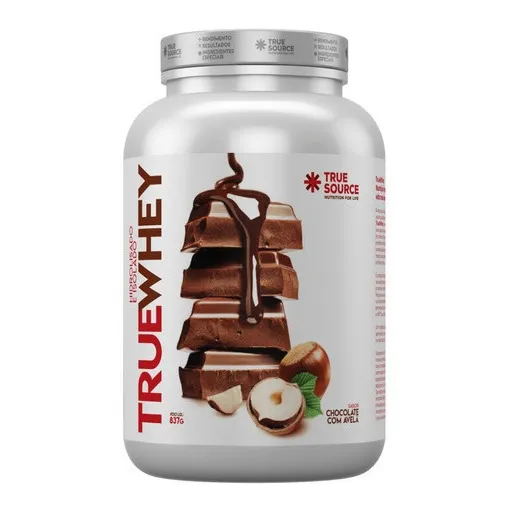 Whey Isolado E Hidrolisado Whey Gourmet 837g - True Source Sabor Chocolate C/ Avelã