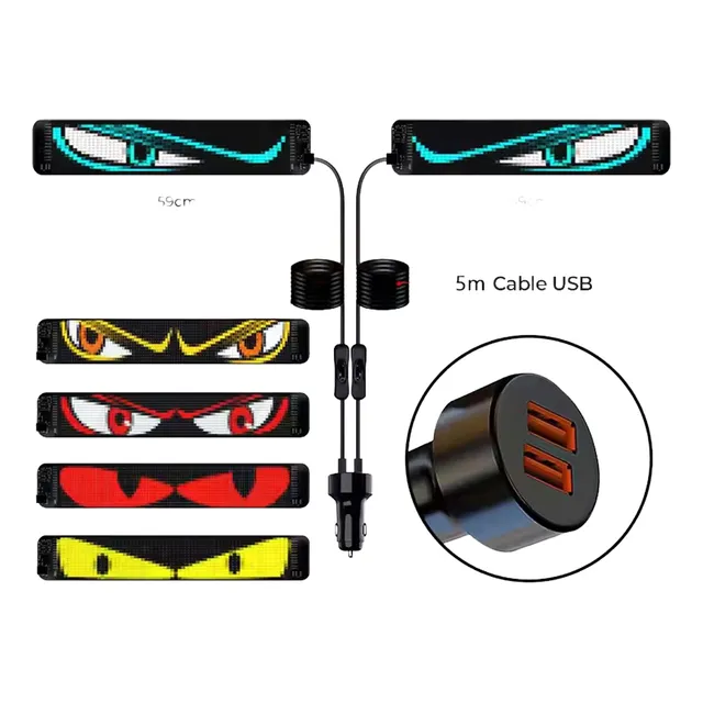 Cartel Led Ojos 2 Unidades Flexible 59x12cm Auto Camion