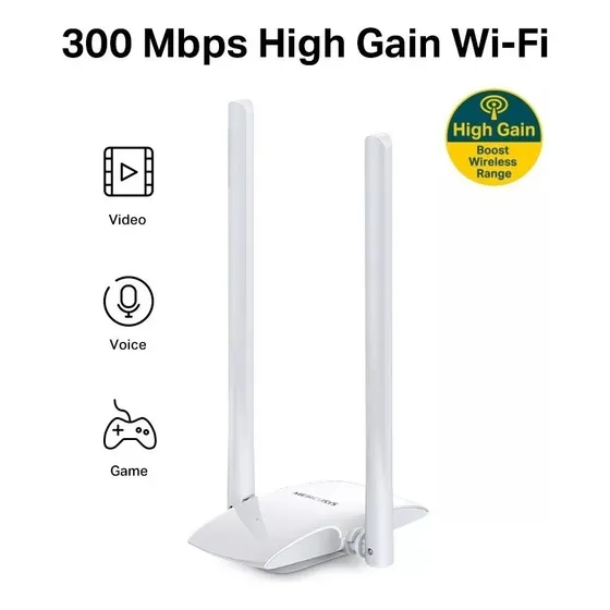 Adaptador Usb Mercusys Antena Mw300uh High Gain Wifi Otiesca