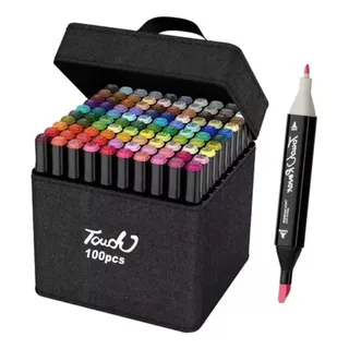 Conjunto De Canetas Marcador Permanente Ponta Dupla 100 Cores Canetinhas