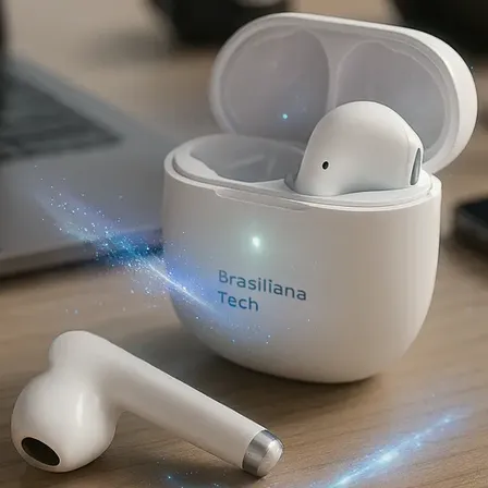 Fone De Ouvido Bluetooth 5.1 Tws Sem Fio Cancelamento De Ruído Cvc Chamadas Claras Microfone Modo Jogo Baixa Latência Gamer Estojo Magnético Controle Touch Ipx4 Bateria 12h Branco Brasiliana Tech