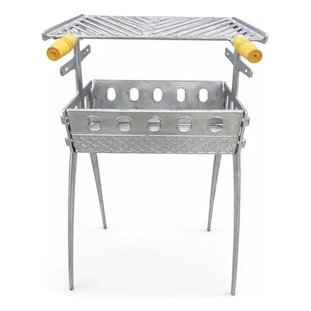 Churrasqueira Portátil M Desmontável Em Alumínio A Carvão Prateado