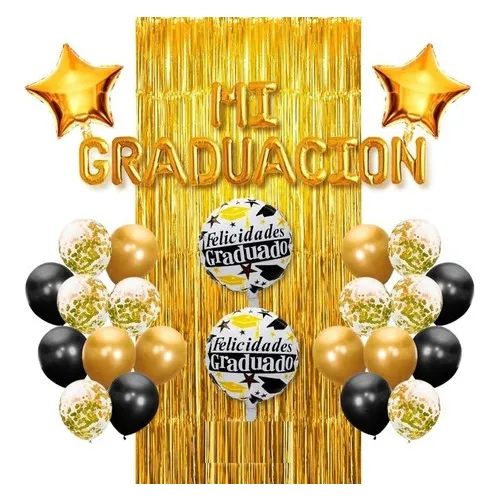 Kit Decoracion De Fiesta De Graduación Cortinas Y Globos
