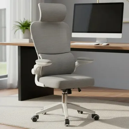 Cadeira Escritório Ergonômica Python Fly B07 Cinza Com Suporte Lombar