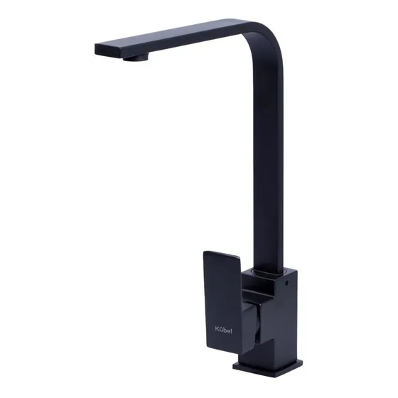 Kübel Griferia Cocina Monocomando Canilla Cuello Curvo Color Negro