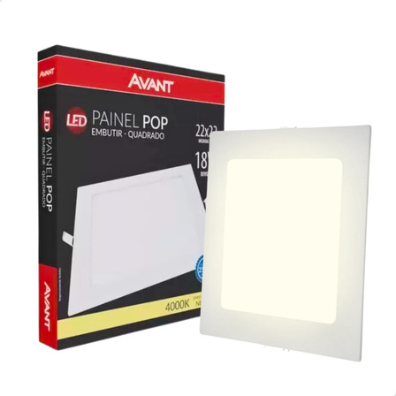 Painel Plafon Led Embutir 18w 22x22 Luz Neutra 4000k Quadrad Painel Plafon Led Embutir 18w 22x22 Luz Neutra 4000k Quadrad