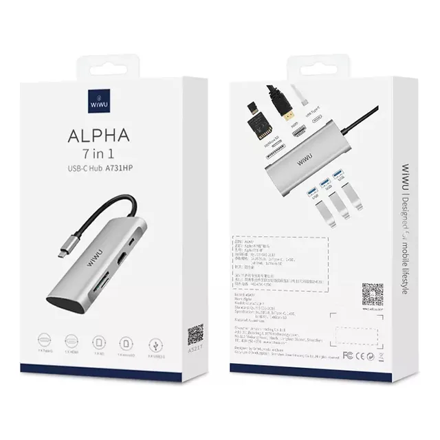 Adaptador Multipuertos Hub 7 En 1 Original Wiwu