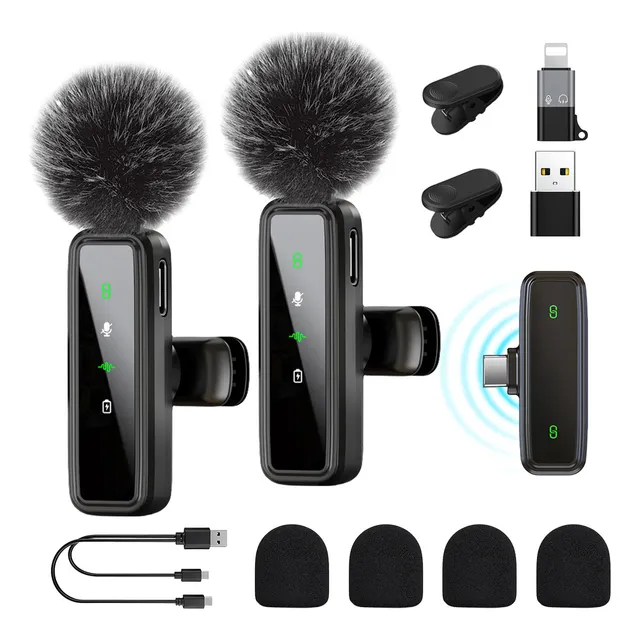 Mauten Micrófono Inalámbrico Lavalier Para iPhone iPad Android 2 Unidades Usb Type-c Condensador Cancelación De Ruido Con Un Solo Toque Reverb Sonido Estéreo Fuerte