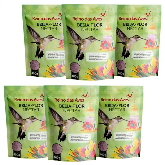 Kit 6 Un Néctar Beija Flor Reino Das Aves Refil 400 G