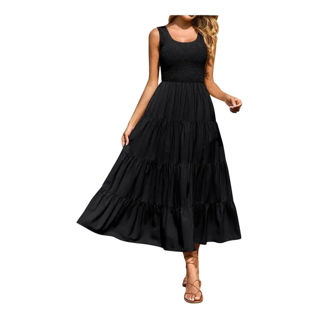 Vestido Para Mujer Casual Verano Manga Playa Escalonado Casa