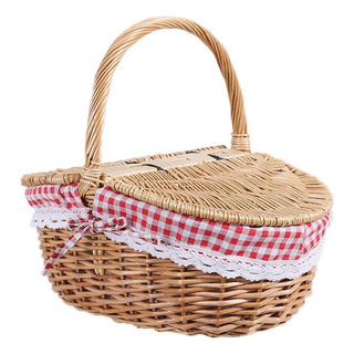 Cesta De Picnic De Mimbre Estilo Campestre Con Tapa Cesta De Picnic De Mimbre Estilo Campestre Con Tapa