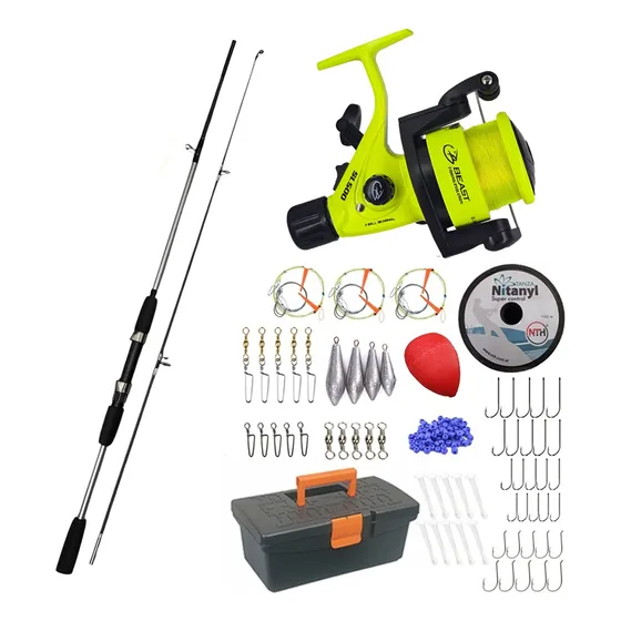Kit Pescar Reel + Caster 1.80m + Accesorios Caja Río Variada