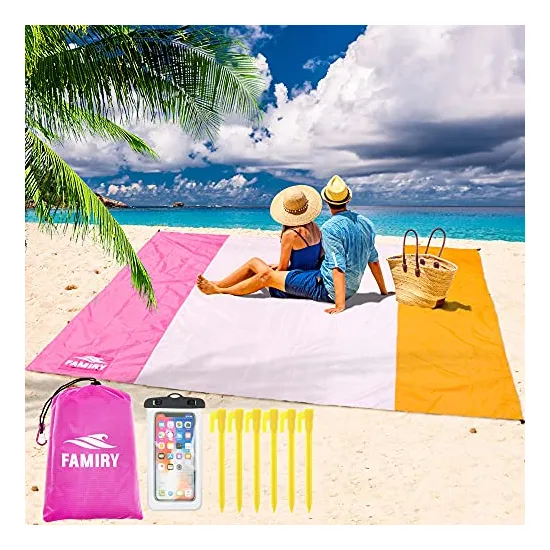 Famiry Sand Free Beach Blanket, Extra Large 10 X 9 Mlv6y