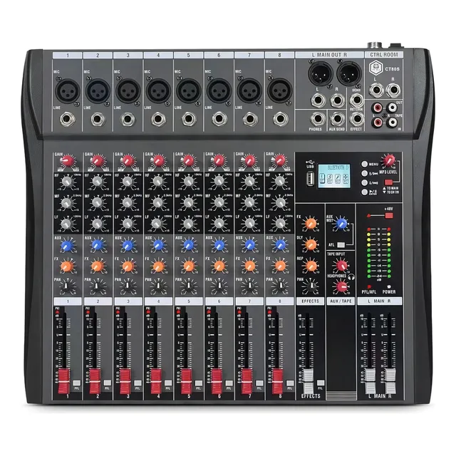 Winmix Mezcladora Mixer De 8 Canales 16 Efectos Ct80s Bluetooth 48V Phantom Power Effect 8 canales USB