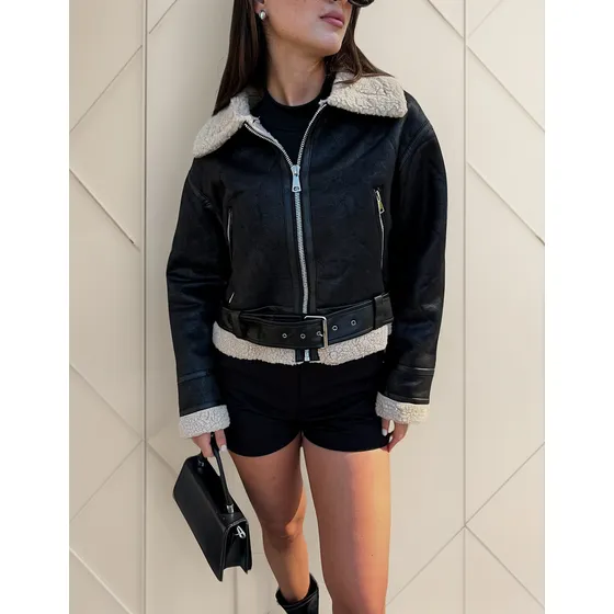 Campera Gamulan De Corderito Gamuza Con Hebillas Importado