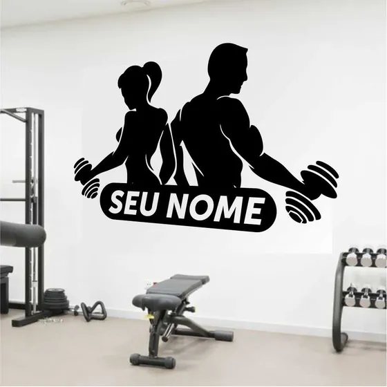Adesivo De Parede Casal  Para Academia Com Seu Nome