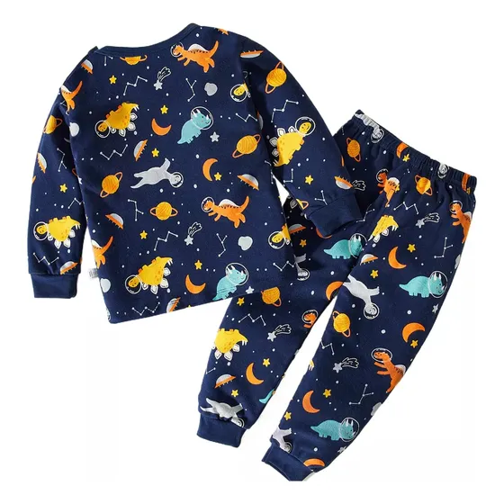 Conjunto De Cotton Pijama Con Motivo De Dinosaurio Para Niño