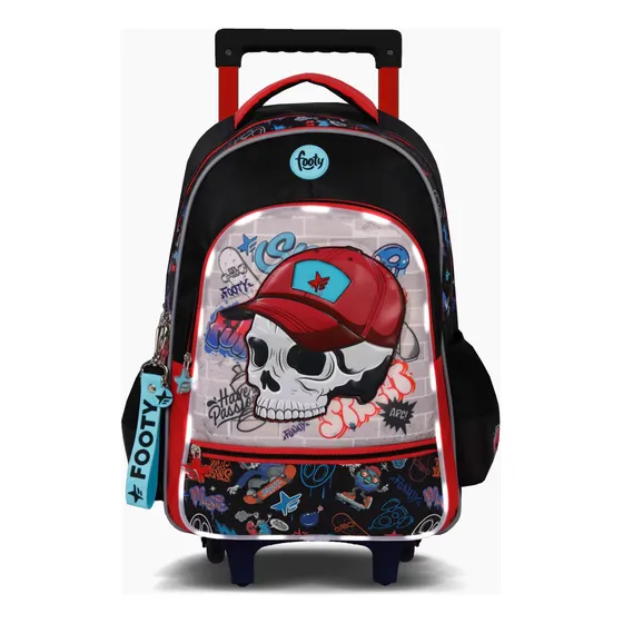 Footy Mochila Con Carro De 18  Skull Con Luz Led F5371