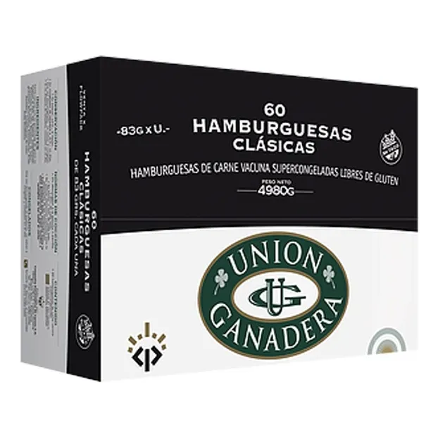 60 Hamburguesas 83 Gramos Unión Ganadera + Fargo + Aderezo