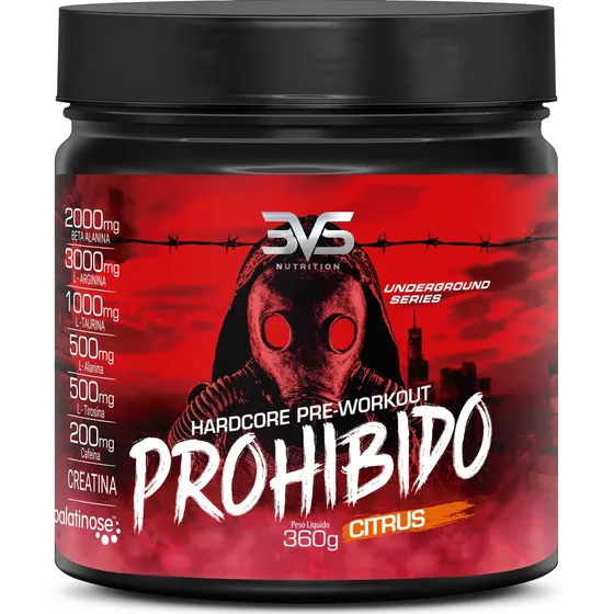 Pré Treino Prohibido Com Creatina E Beta Alanina 360g - Sabor: Citrus - 3VS Nutrition