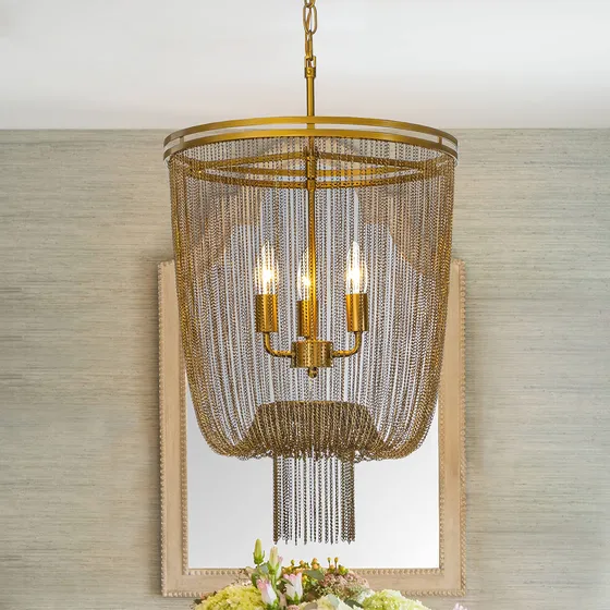 Aloadecor Candelabro Moderno Cadena 15.7  3 Luz Estilo Casa