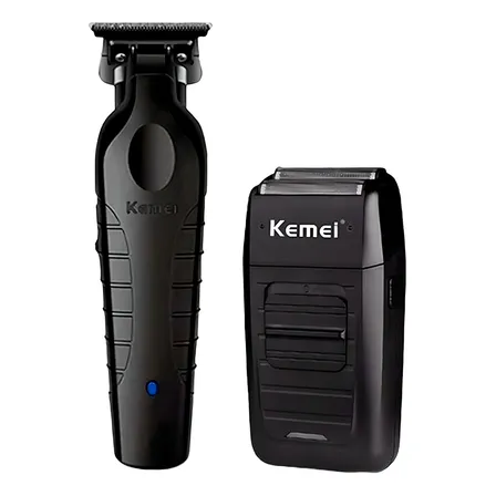 Shever Maquina Rasuradora + Trimmer Perfiladora Barberia Color Negro Kemei 2299 - Kemei 1102