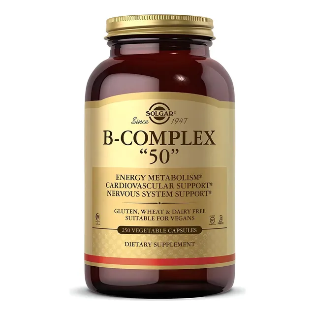 Vitamina B Complex 50 Solgar 250 Capsulas Vegetales Sabor Neutro
