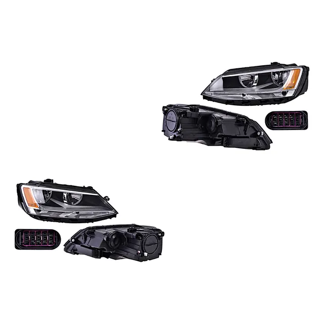 Par Juego Faros Vw Jetta Bicentenario 2011 -2014 2 Focos Qwe