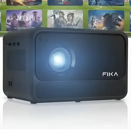 Mini Proyector Fika Led Portátil 4k P8 Hd 720p 8000 Lumens 170 ANSI Android Wifi Cine Color Negro