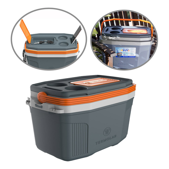 Caixa Térmica Suv Cooler Com Alça Cinza 20l Termolar Cor Cinza - Laranja Caixa Térmica Suv Cooler Com Alça Cinza 20l Termolar Cor Cinza - Laranja