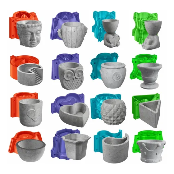 5 Moldes Para Maceta De Cemento - Yeso Nº10 - A Elección!