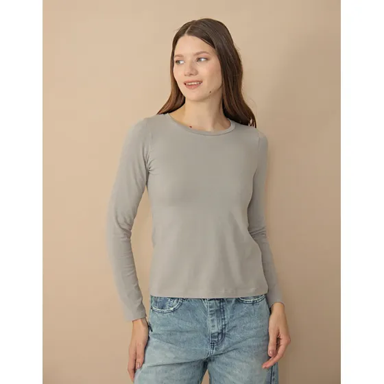 Remera Onyx Basica De Algodon Con Lycra Manga Larga Mujer