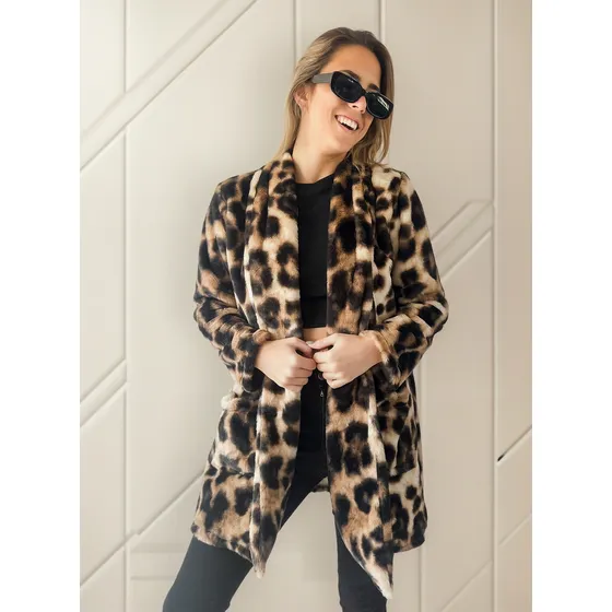 Tapado De Piel Animal Print Ursulla Mujer