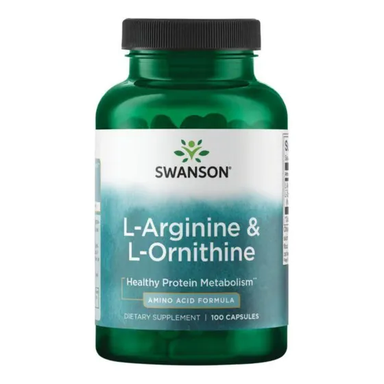 Swanson Suplemento de L-arginina y L-ornitina, 100 cápsulas sin sabor (aminoácidos)