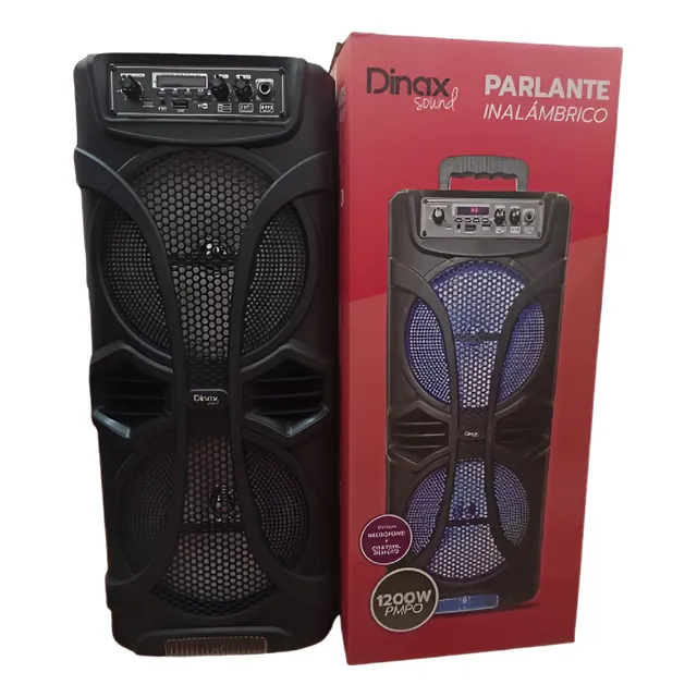 Parlante Inalámbrico Dinax Sound 8 X2 Con Luz Rgb Color Negro