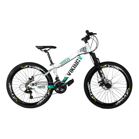 Bicicleta mountain bike VikingX Tuff 25 R26 tamanho do Quadro 13" - branco/verde