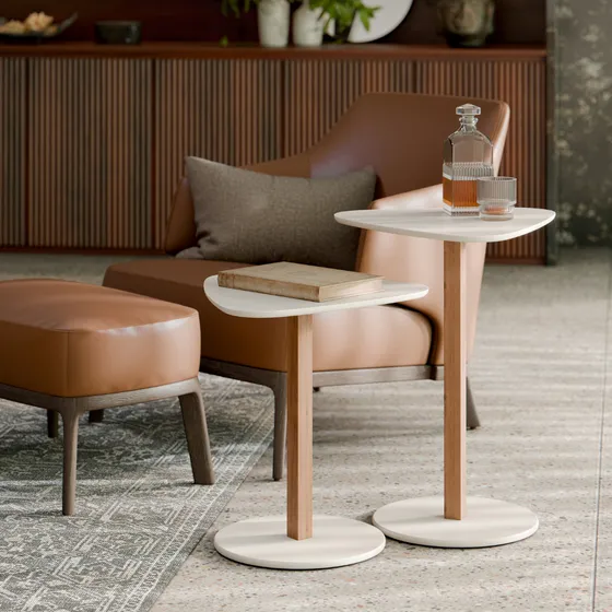 Mesa Mesinha Lateral Centro Mdf Madeira 2 Un Organica Cores