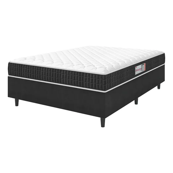 Cama Box Colchão Casal Espuma D33 New Millenium 138x188x57cm Preto e Branco Hellen