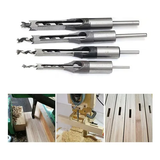 Set 4 Brocas Cuadrada Cincel Mortaja Formón