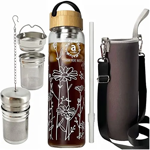 Ameiin 32oz Botella De Agua De Vidrio Borosilicato Rzdru